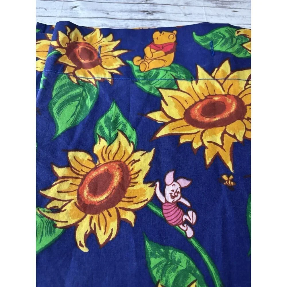 Vintage Disney Winnie the pooh & friends Blue Sunflower shower curtain 70x70”
